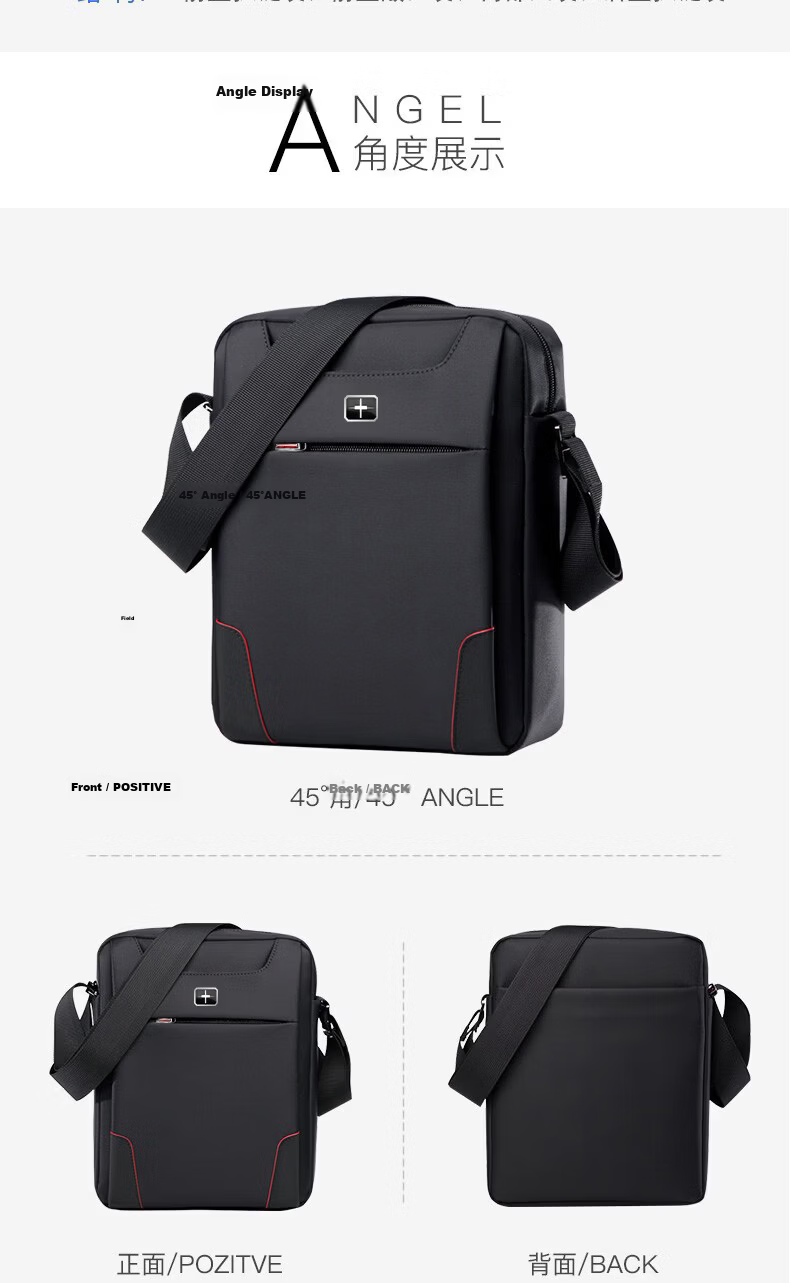 SWICKY Swiss Men's Canvas Shoulder Crossbody Bag Business Casual Handbag New Trendy Hanging Bag 21