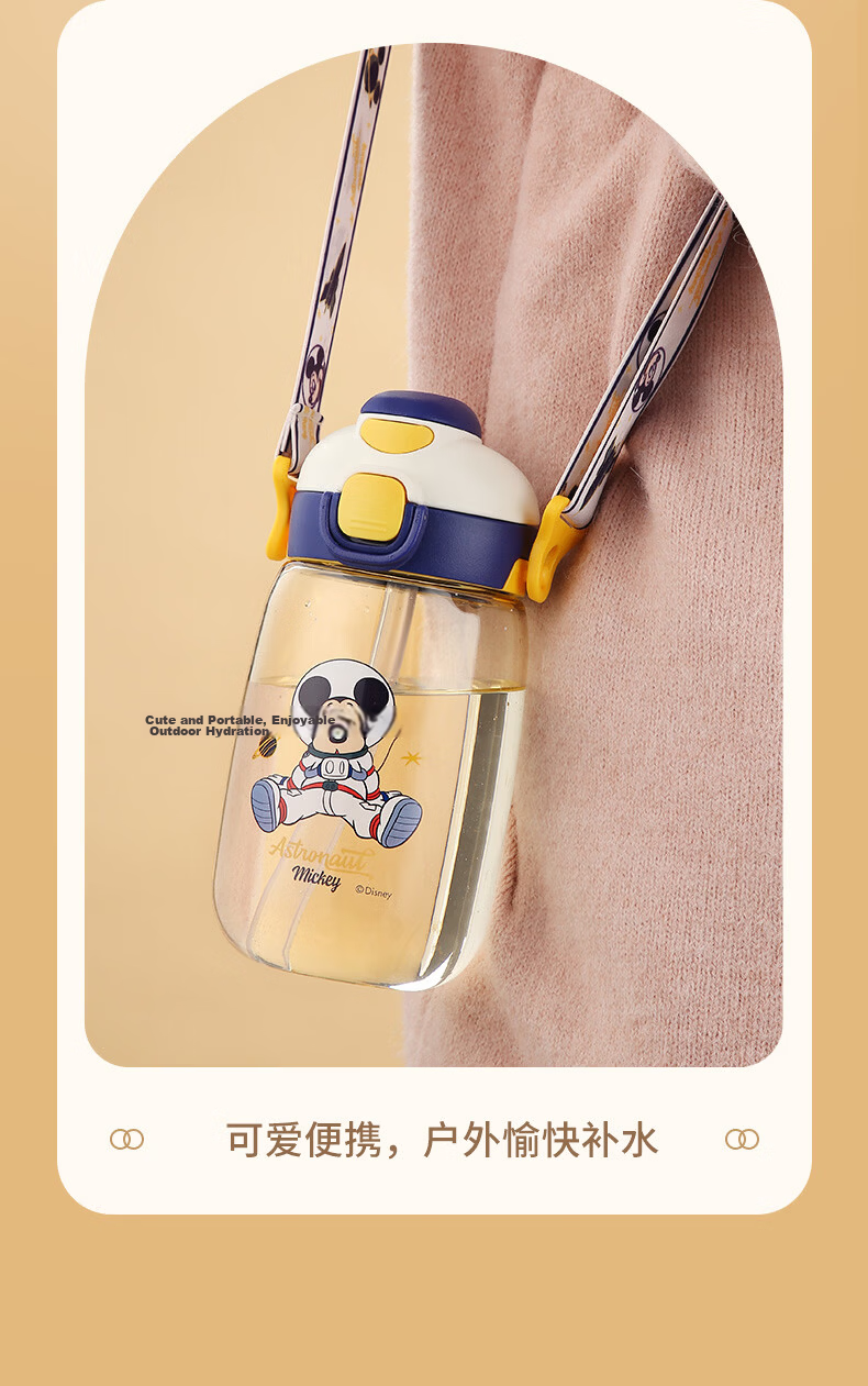 Disney Kids Water Bottle Student Straw Cup Outdoor Baby Water Bottle 3-12 Years Direct Drinking Straw Cup 560ML Mickey Mouse 11