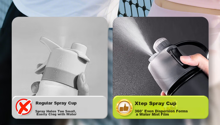 XTEP Spray Water Bottle for Men and Women, Cycling, Kids, Students, School Use, Portable Sports Water Flask, Summer 9