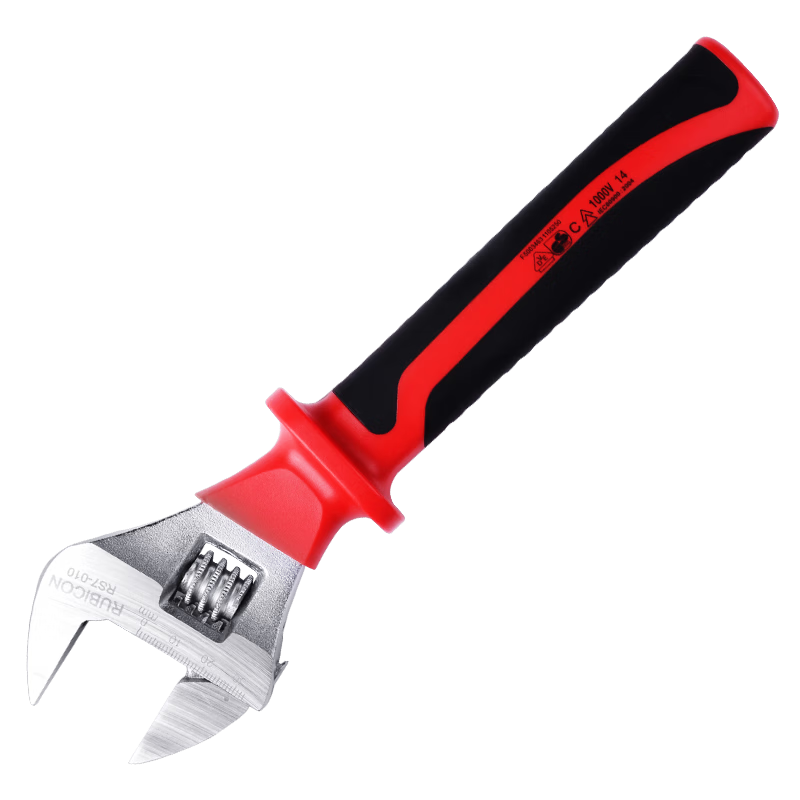 RUBICON High Voltage Insulated Adjustable Wrench Electrician Universal Wrench Large Opening 10 Inch RS7-010
