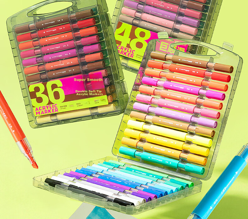 M&G 24-Color Acrylic Markers Dual Soft Tips Smooth Watercolor Pens for Kids Students Drawing Graffiti Hand Painting Art Supplies Birthday Graduation Gift APMV1463 2