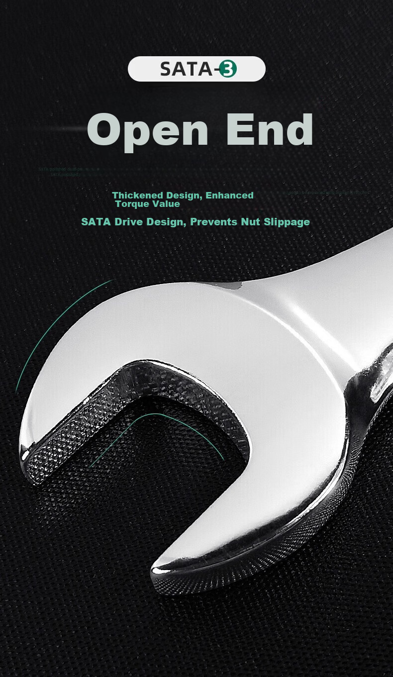 SATA Fully Polished Dual-Purpose Wrench, Adjustable Spanner, Open-End Wrench, Plum Blossom Wrench, Automotive Repair Ratchet Wrench, 10MM, 40205 5