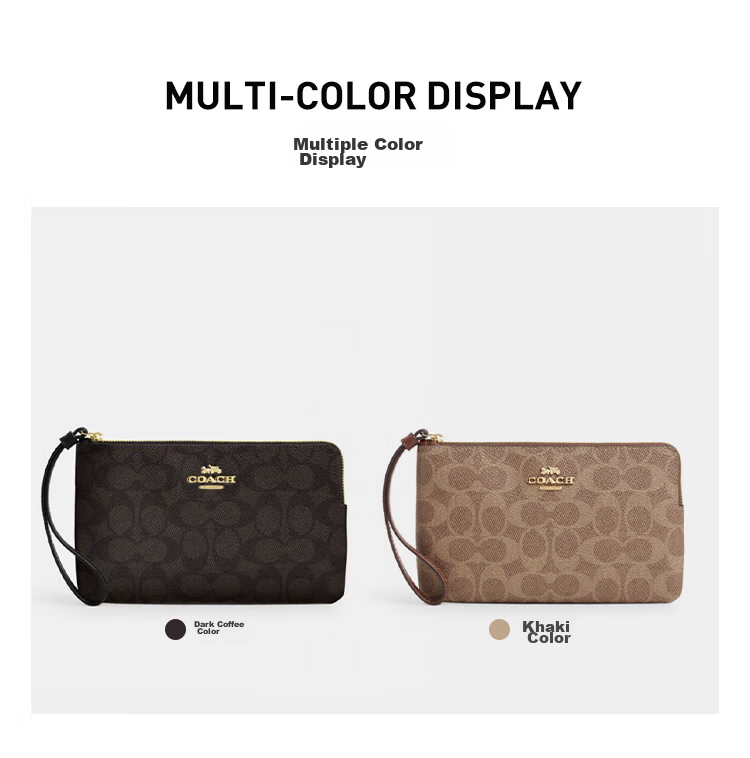 COACH Women's Small Wristlet Wallet Deep Brown with Black CZ277 Gift 1