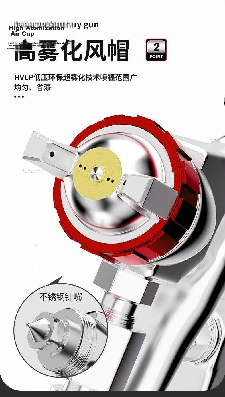 DELIXI ELECTRIC Pneumatic Spray Gun Automotive Paint High Atomization Spray Gun Flagship PQ-2 Bottom Cup/2.0mm Nozzle 1000ML 8