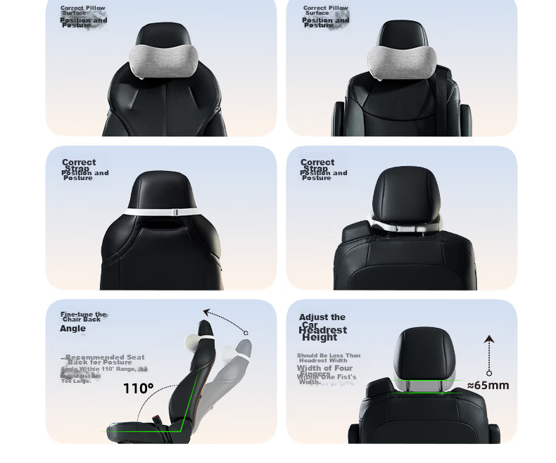 CICIDO Car Headrest and Lumbar Support Set Summer Neck Protection Pillow Seat Cushion Car Lumbar Pillow 29