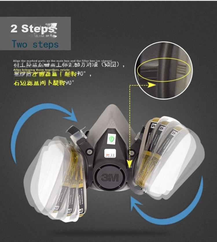 3M 6200 Gas Mask Respirator Paint Welding Protection Activated Carbon Dust Chemical Pesticide Mask 620E Set 12