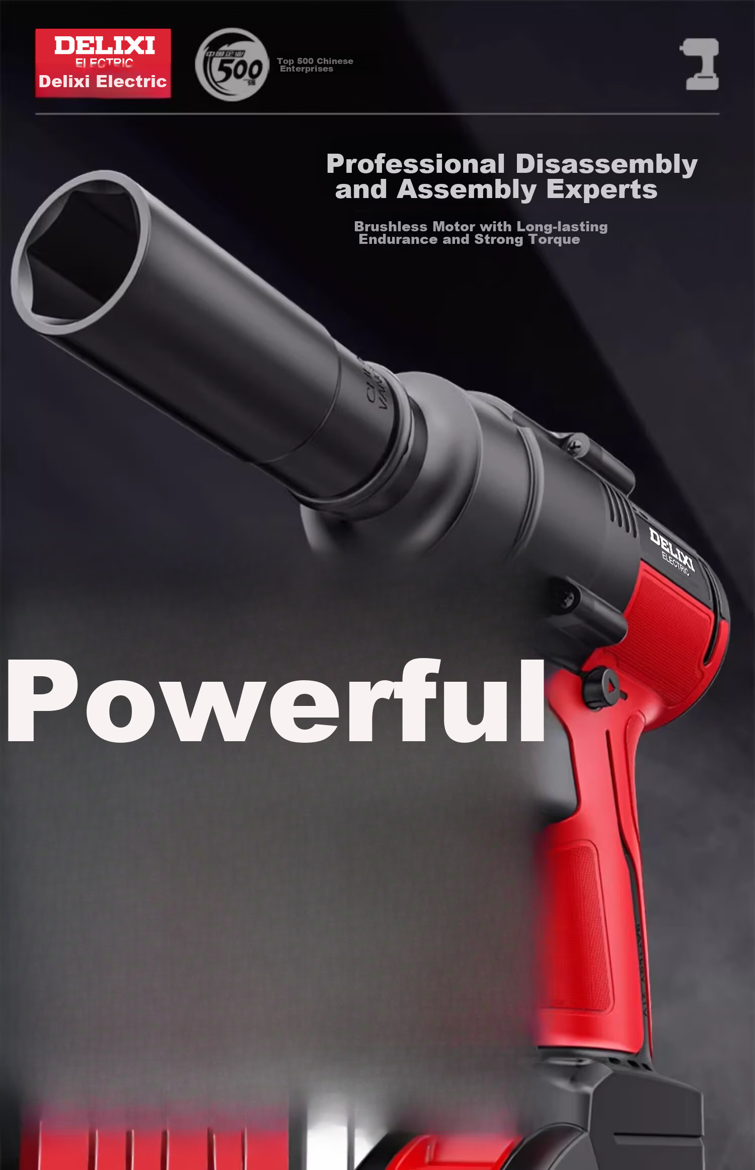 DELIXI Electric Brushless Impact Wrench High Torque Lithium Battery Electric Auto Repair Wrench Air Gun 7