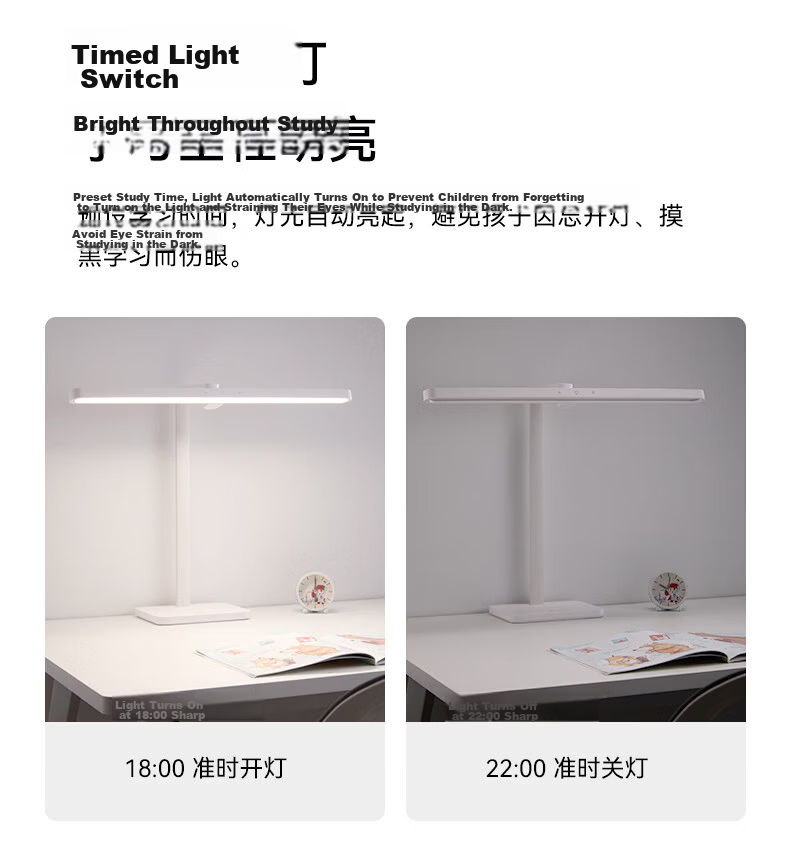 Hongmengzhixuan Desk Lamp, Eye Protection for Study, National AA-Grade, Children's Reading And Writing Lamp, Large Wide Rotatable Lamp Head 21
