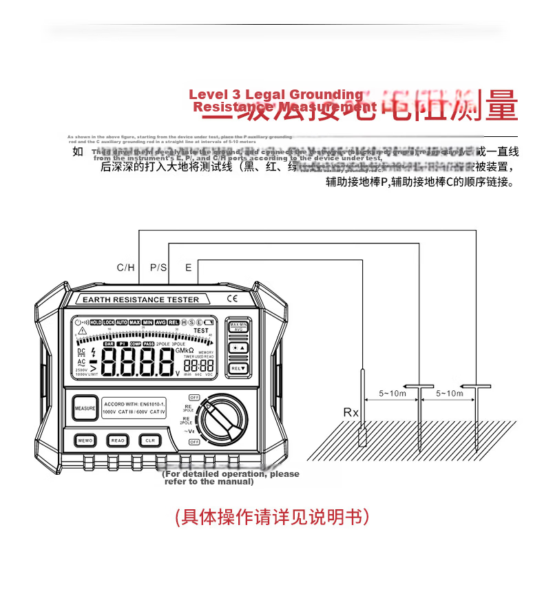 HABOTEST HT2302 Ground Resistance Tester Megohmmeter Electrician Insulation Resistance Tester 9