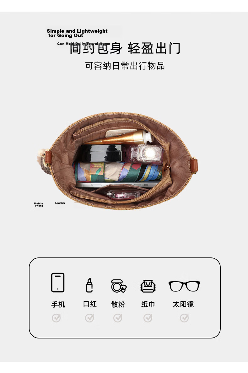 Love Sea Woven Crossbody Bag for Women Straw Bucket Beach Bag Birthday Gift for Girlfriend Wife Premium Feel 8