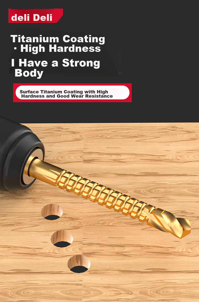 Deli Multifunctional Serrated Twist Drill 3-in-1 Saw Drill Groove Punch Slotting Serrated Woodworking Drill Bits 6mm 3pcs 5