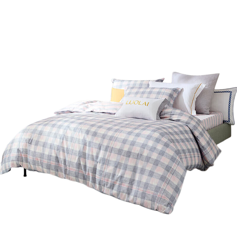 LUOLAI Home Textiles, 100% Pure Cotton Duvet Cover, Single Piece, Gray, 150*215