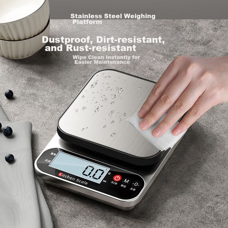 Royalstar Electronic Kitchen Scale Small Household Baking Gram Scale High Precision Stainless Steel Food Scale Accurate Battery Powered 8