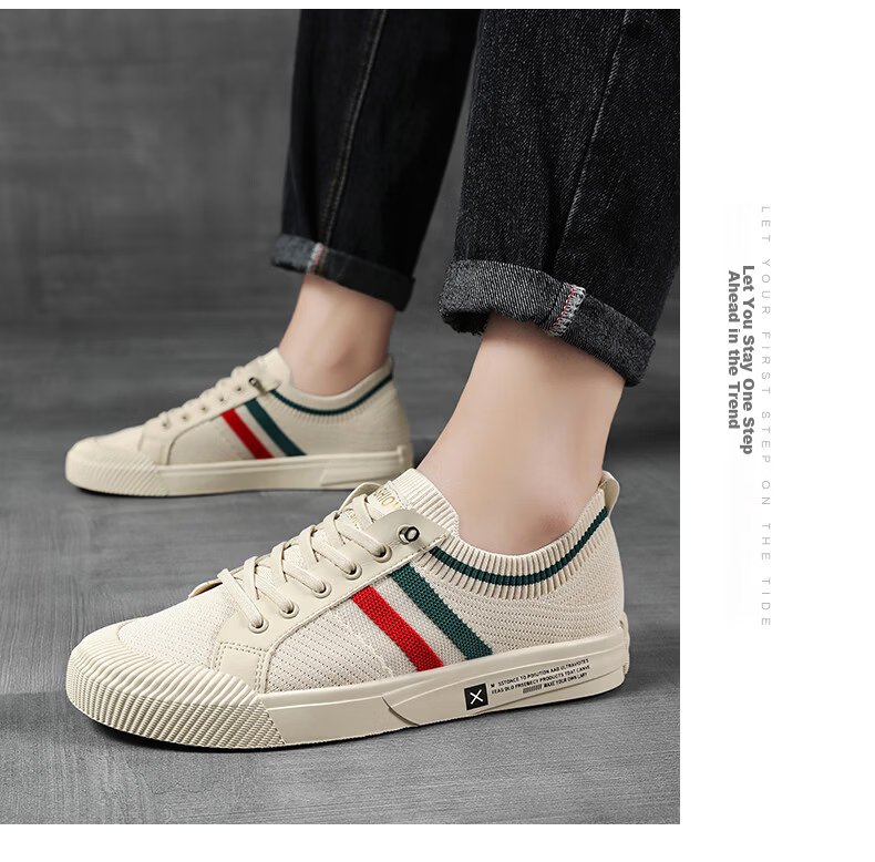 VANCAMEL Men's Summer New Breathable Mesh Casual Shoes Fashion Sneakers Versatile Fabric Shoes Beige Size 41 20