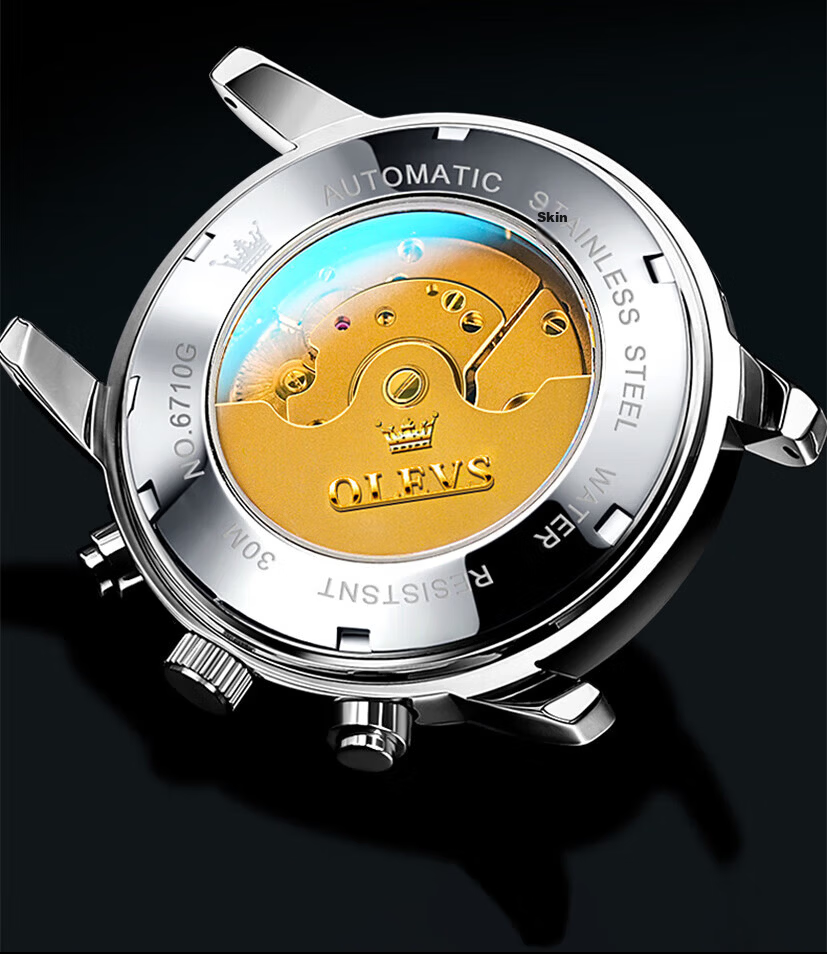 OLEVS Swiss Certified Men's Mechanical Watch Automatic Skeleton Tourbillon Multifunction Genuine Men's Watch 18