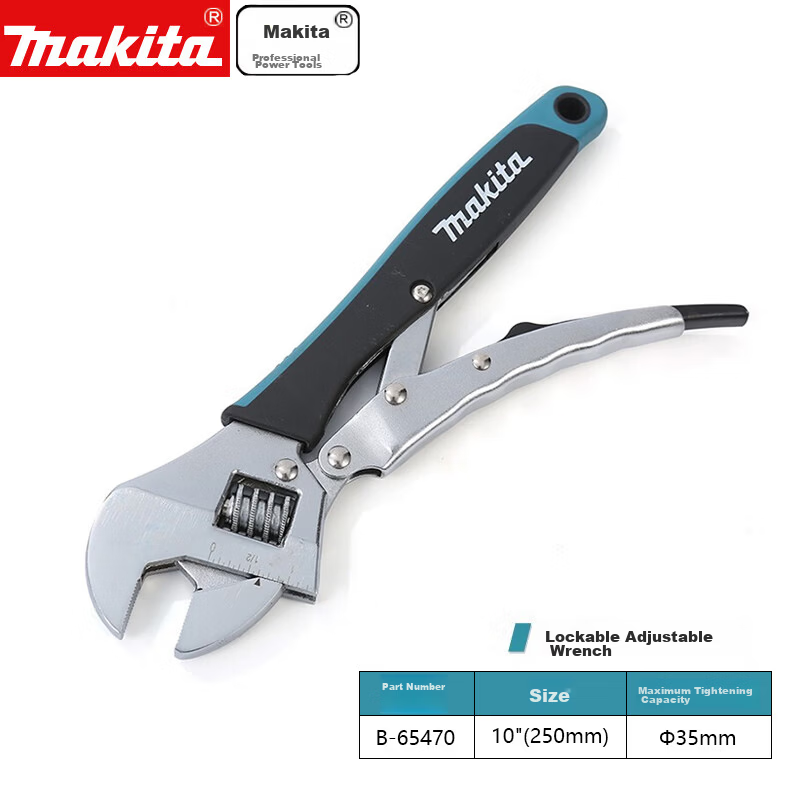 MAKITA Adjustable Locking Open-End Wrench Multi-Function Pliers 10-Inch Adjustable Wrench B-65470C
