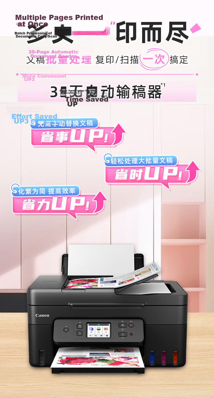 Canon G6080 A4 Wireless Automatic Duplex Color Inkjet Printer Copier Scanner All-in-One Home Use 1-Year Limited Onsite Warranty 3