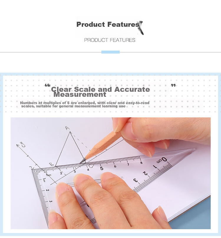 COMIX Wuhuang Cat Student Wave Ruler Set of Four Pieces, 15cm Wave Straight Ruler/triangle Ruler/angle Gauge, Student Measuring Drawing Ruler Stationery Gift Box Present WHBZ0046 3