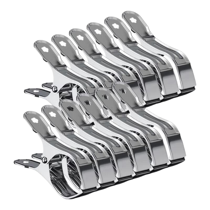 MENGTING Stainless Steel Clothespins, Extra Large Quilt Hangers, Windproof Clips, Set of 12
