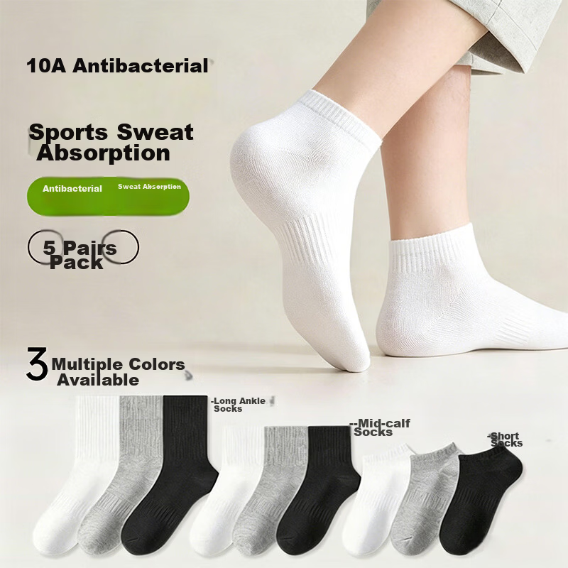 Deanqi Disposable Socks Unisex Men Women No-Wash Daily Use White Ankle Socks 5 Pairs