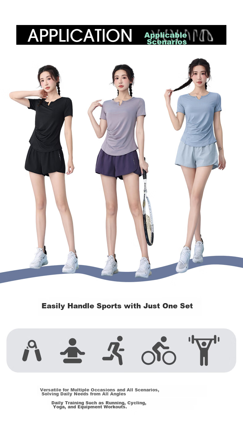 Baisirong Women's Outdoor Cycling Jersey Professional Running Sports Set Four-Season Lightweight Breathable Quick-Dry Fitness Training Yoga Wear 4