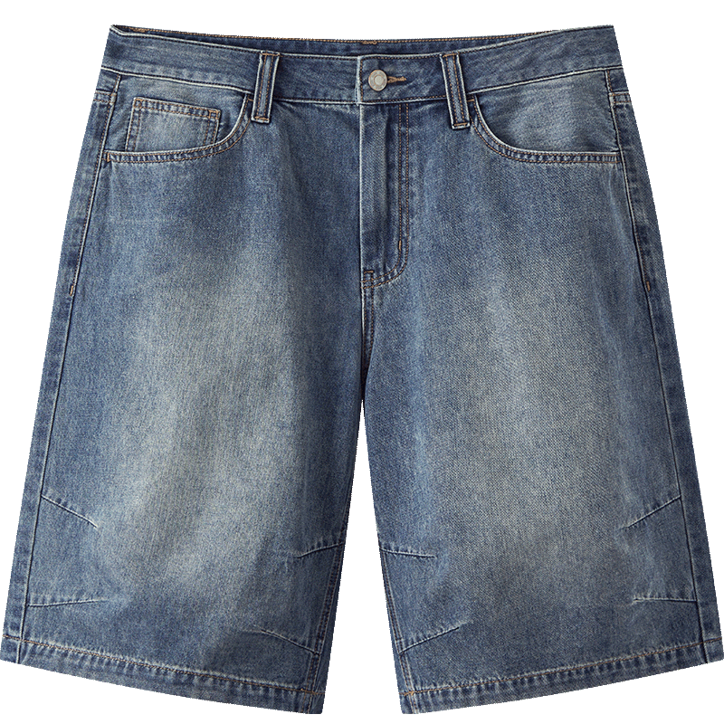 Semir Men's Summer Lightweight Cool Loose Straight-Leg Jeans 2026 Vintage Washed Six-Point Shorts 109326122101