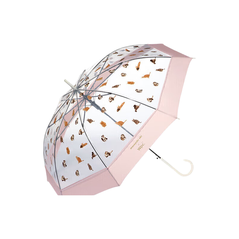 Long Handle Umbrella, Transparent Umbrella, Cute Pet Japanese High-Value Straight Pole Cat Dog Umbrella for Men And Women, Smiley Face Cat Jelly Umbrella, Pink