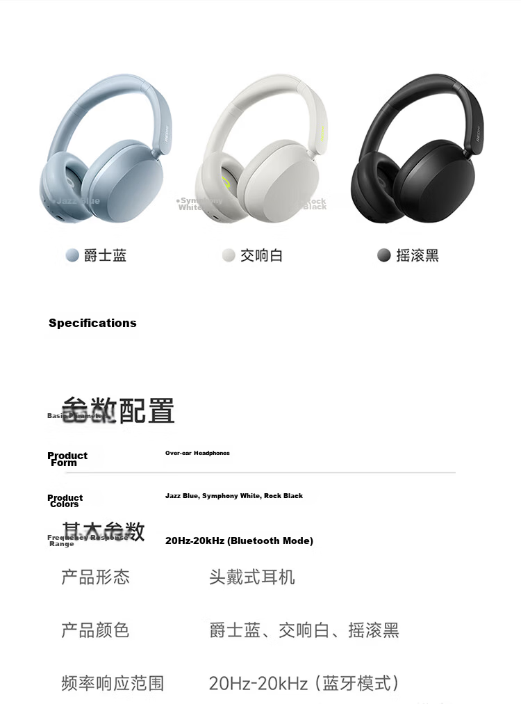 MI REDMI Over-Ear Bluetooth Headphones with Active Noise Cancellation, Comfortable Fit, Long Battery Life, Compatible with Mi Ecosystem And Apple/Huawei Phones, Jazz Blue 22
