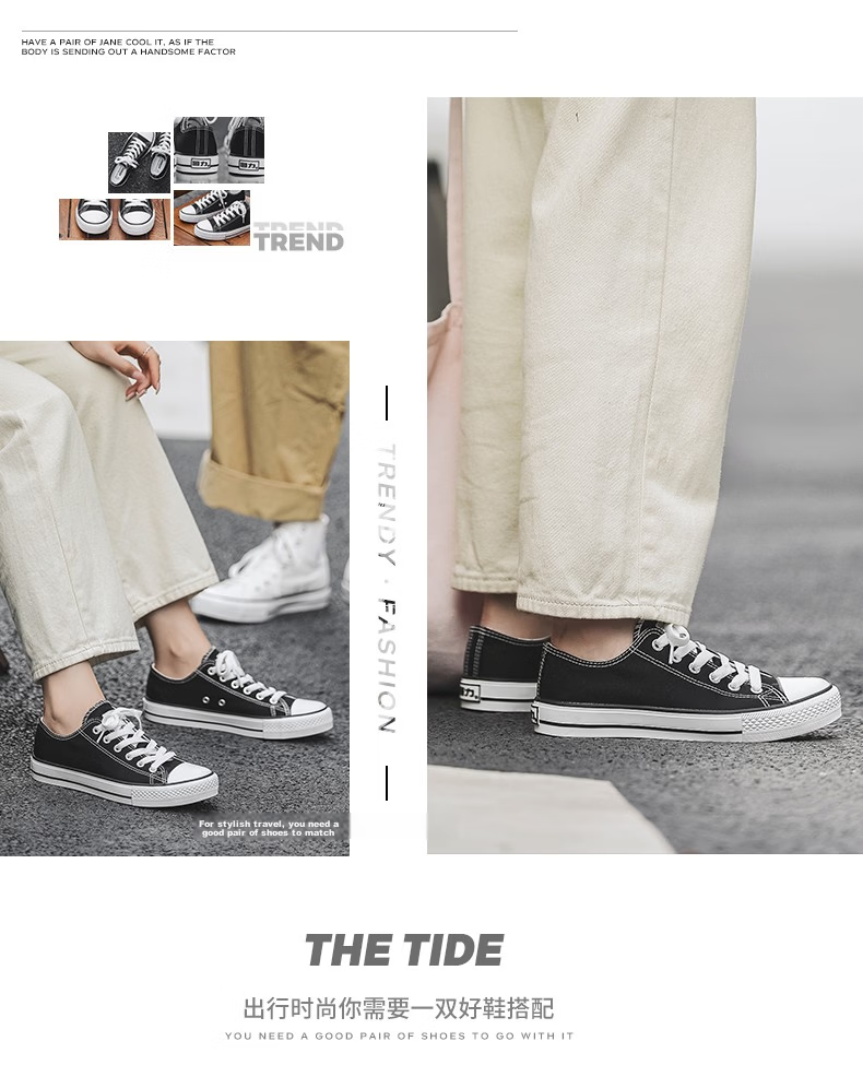Warrior Official Canvas Shoes Men's Spring Summer Low-top Breathable Classic Couple Sneakers Casual Shoes White Size 44 8