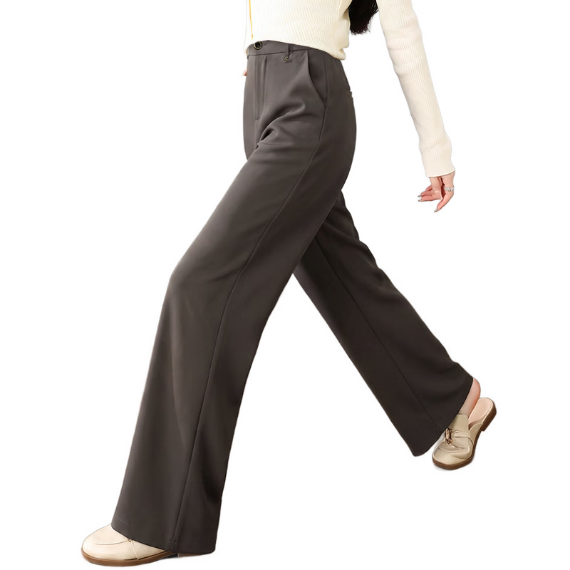 Chushen Spring And Autumn Casual Pants for Women, Wilderness Maillard High-Waist Straight Slimming Versatile Commuter Suit Pants S143K2020