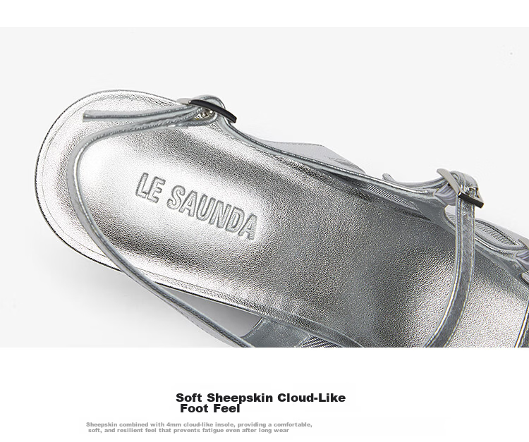 Lairdson Mall Silver Sheepskin Chunky Heel Mary Jane Sandals Women 6M50501 Moonlight Silver SVK 34 5
