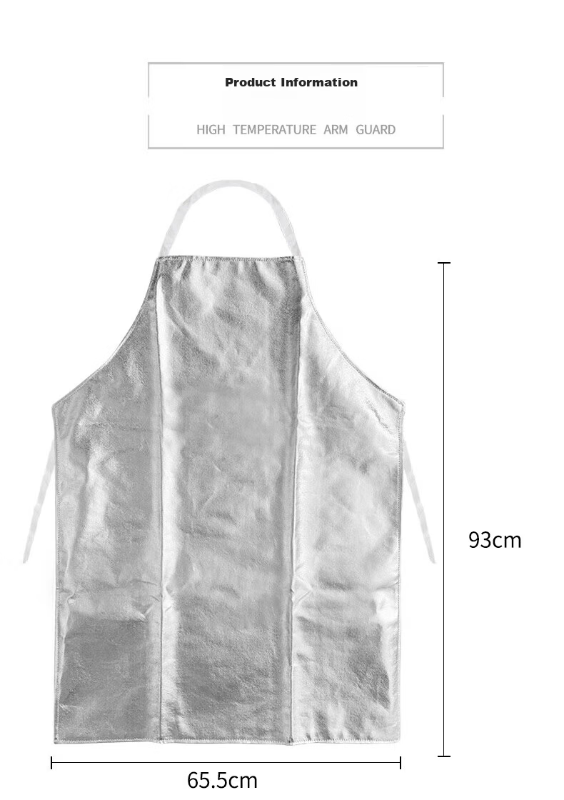 Mandle Heat-Resistant Apron Aluminum Foil High-Temperature Resistant Apron 1000℃ Anti-Scald Heat Protection Aluminum Steel Plant Smelting Protective Clothing Maternity Heat-Resistant Apron Silver 7