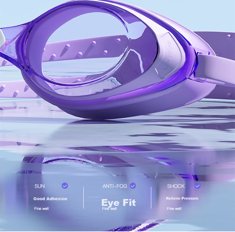 LI-NING Waterproof Anti-Fog HD Clear Swimming Goggles Large Frame Unisex Adult Kids Diving Swimming Gear LNJT215-14 Lilac Purple 7