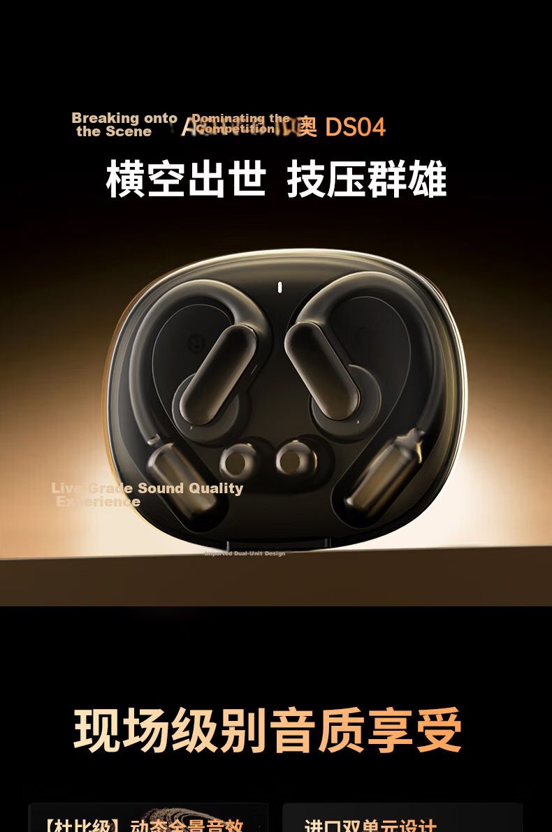 Chengao Clip-On Bluetooth Earphones AI Translation Open-Ear Sports Running Cycling Ear Hook Long Battery Life Noise Cancelling Gaming Low Latency Universal G13Pro Black 3