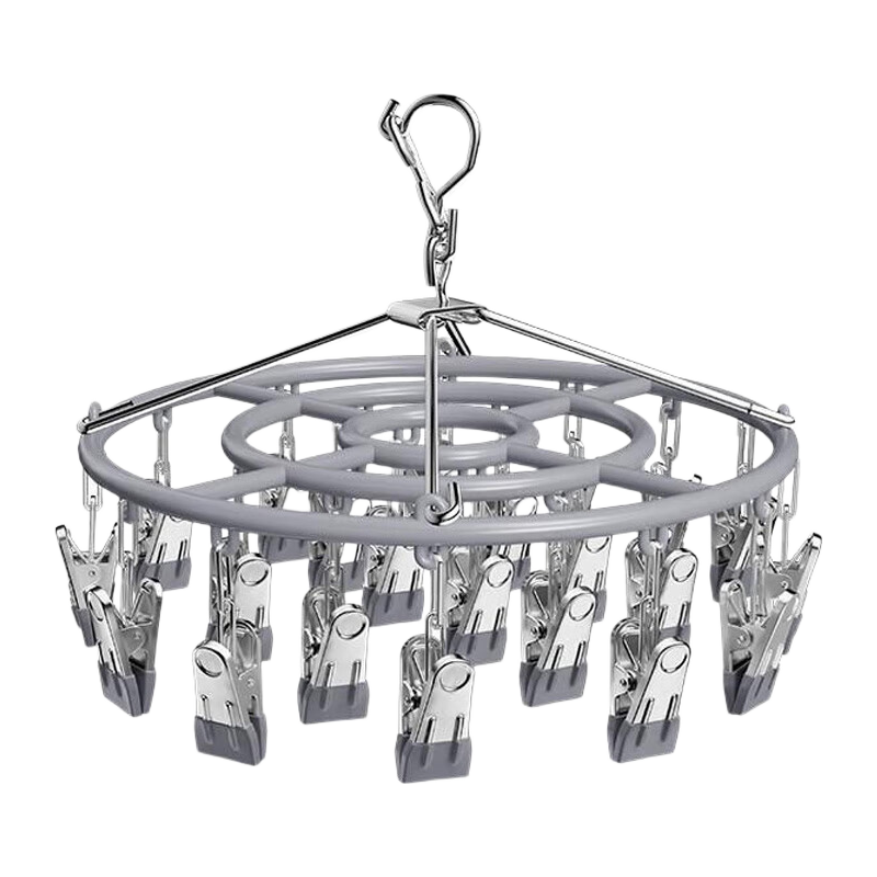 MENGTING Stainless Steel Sock Hanger, Underwear Drying Rack for Home Use, 24 Clips, Non-Slip, Windproof, Thickened Solid Core