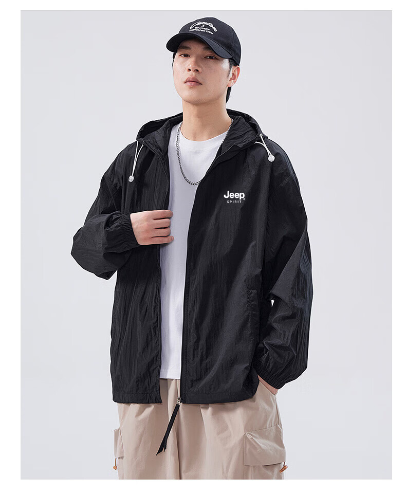 JEEP SPIRIT Men's Summer New Ice Silk Lightweight Sun Protection Jacket Large Size Men's Clothing Coat ZH7777 Cement Gray 3XL 28
