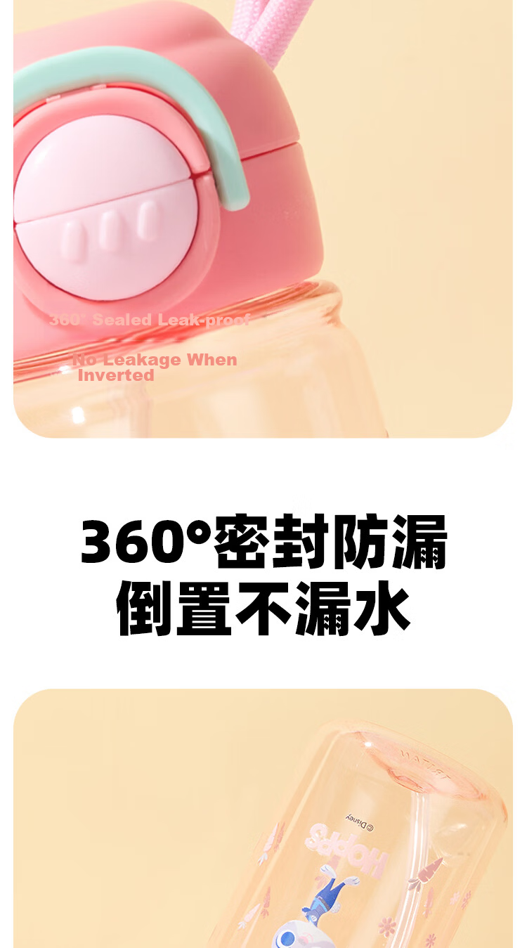 Disney Kids Large Capacity Summer Tritan Plastic Water Bottle Portable Sports Fitness Bottle for Boys and Girls Students 6