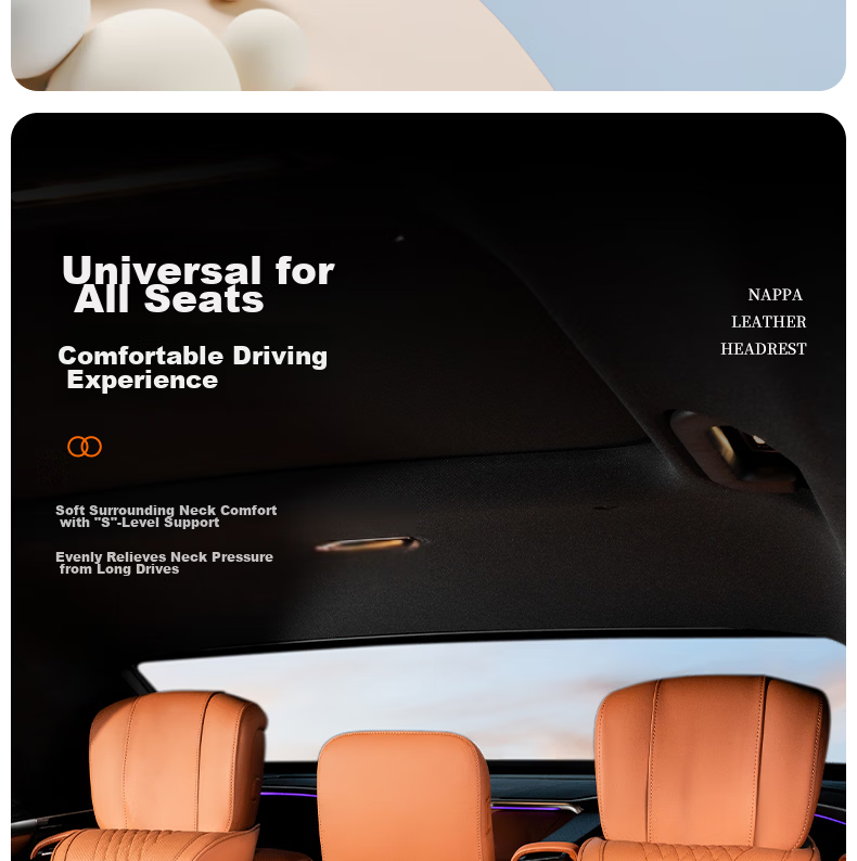 FHAO Car Headrest Pillow Comfortable Breathable Premium Neck Support Soft Cushion Seat Lumbar Pad for Mercedes BMW 10