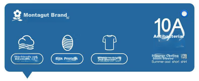 Montagut Official Authentic Men's Short Sleeve 10A Antibacterial Silk Protein Crew Neck Solid Color Basic T-Shirt 1