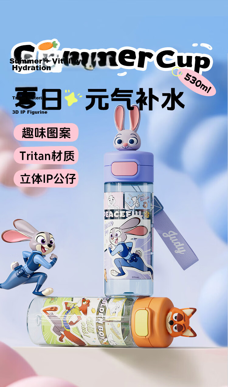 Disney Kids Sports Water Bottle Large Capacity Direct Drinking Plastic Cup Outdoor Fitness Hydration Bottle for Elementary School Back to School 2