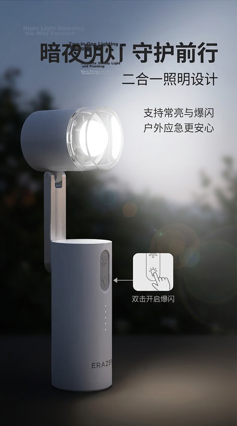 Lenovo Investment Brand Superpower Mini Fan Handheld Desktop Neck Hanging Long Battery Life Foldable Portable USB Charging Cooling Ice Compress Office Student Outdoor Fan 3