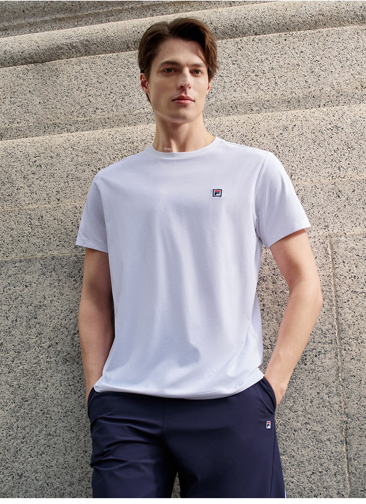 FILA Official Men's Short Sleeve T-Shirt 2026 Summer Tennis Moisture-Wicking Quick-Dry Knit Sun Protection Crew Neck Top 23