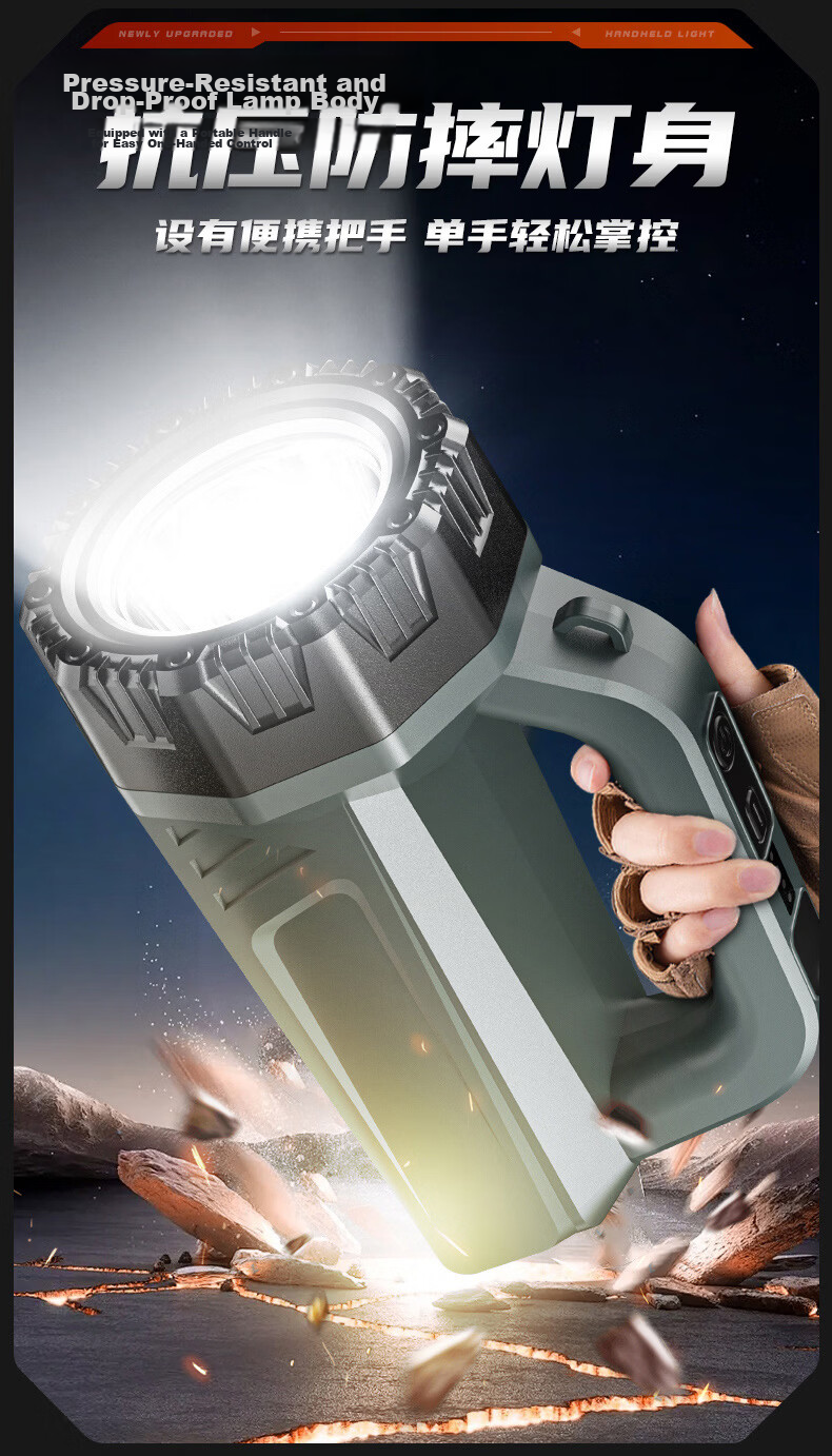 AIC High-Power Rechargeable Flashlight Spotlight Emergency Portable Long-Range Super Bright Patrol Lamp with Ultra-Long Battery Life 12