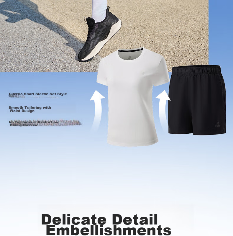 Peak Quick-Dry Men's Sports Set Summer Running Casual Breathable Badminton Two-Piece Short Sleeve and Shorts DF152007 48