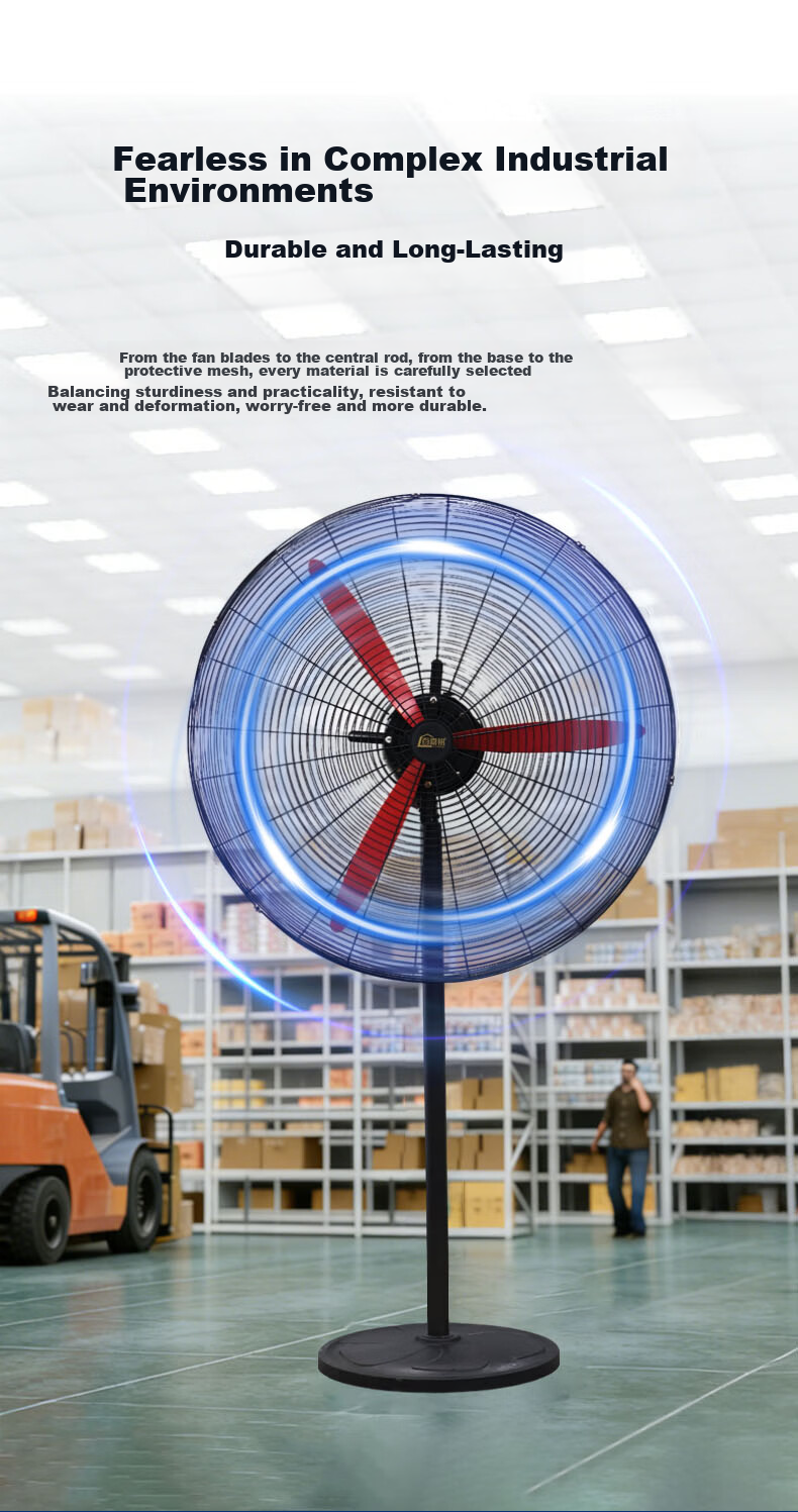 Baijiaming Industrial Floor Fan Powerful Bullhorn Fan High Power Large Airflow Electric Fan for Construction Workshop Factory Commercial Aluminum Magnesium Blades Copper Wire Motor 30 Inch 750mm 4
