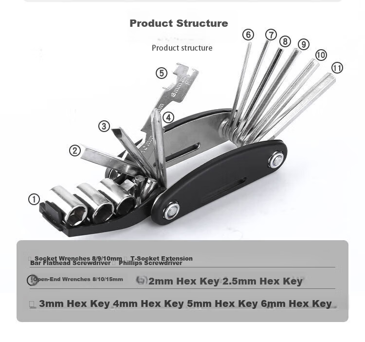 Dedong Hex Key Flat Head Folding Cross and Flat Screwdriver Socket Repair Portable Hand Tool Set 2