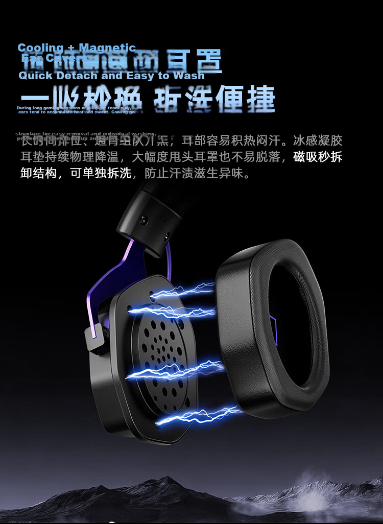 Taidu THS326 Quad-Mode Gaming Headset Bluetooth Wireless Over-Ear 7.1 Ice Cooling Magnetic Ear Cups Wired Esports Delta Operation Fearless FPS Sound Positioning Frostbite Edition 4