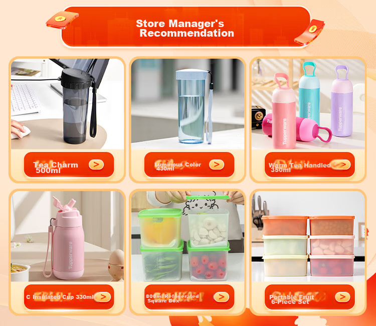 Tupperware Microwave Stackable Small Square Container 800ml Heat-Resistant Lunch Box Portable Bento Box Sweet Pink for Students and Office Workers 1