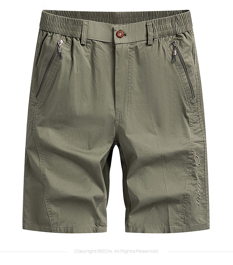 ROMON 100% Cotton Men's Summer Casual Business Zip Pocket Cargo Sports Beach Shorts Men's Knee-Length Pants 12