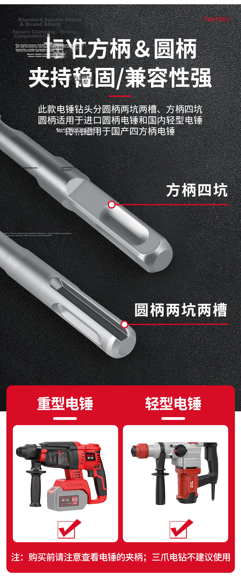DELIXI ELECTRIC DLX-C8 Flat Impact Electric Hammer Drill Bit Tungsten Steel Alloy Concrete Wall Penetration 20×250 14